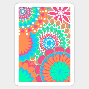 Mandalas allover orange mint blue pink Sticker